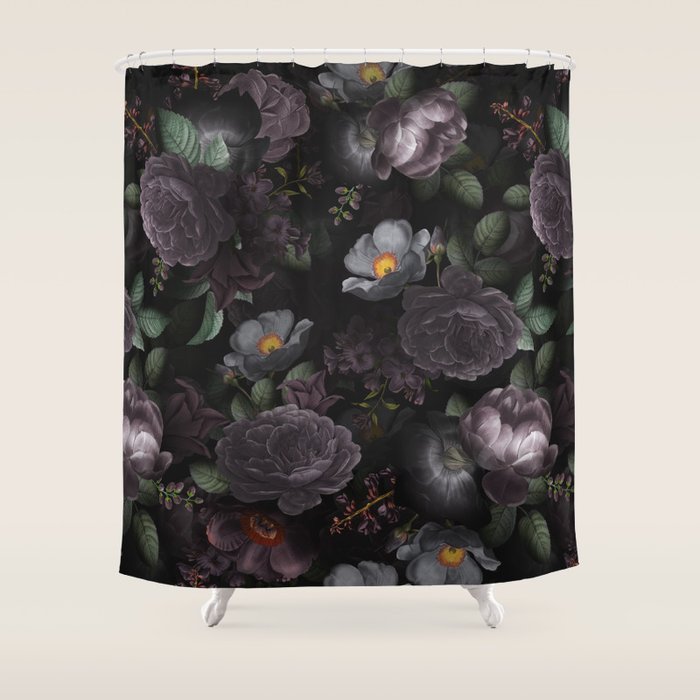 Mystic Moon Night Roses Botanical Flower Garden Shower Curtain Gallery Image 1
