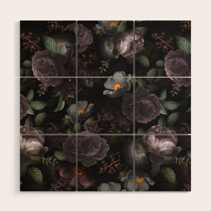 Mystic Moon Night Roses Botanical Flower Garden Wood Wall Art Gallery Image 1