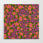 Tropical Blooms Pattern - Green Wood Wall Art Gallery Image 1