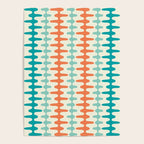 Retro Mid Century Modern Trellis Print Orange and Teal Poster Gallery Image 4