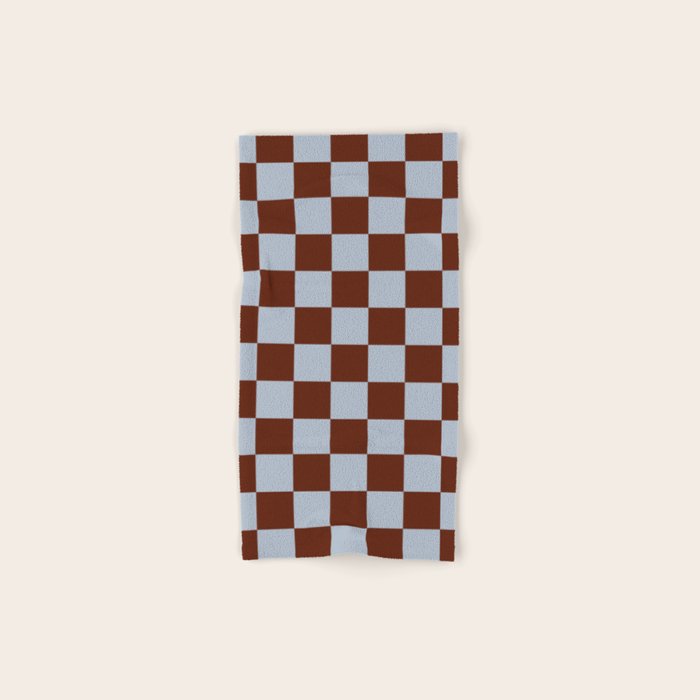 Checkerboard I - Blue Brown Bath Towel Gallery Image 1