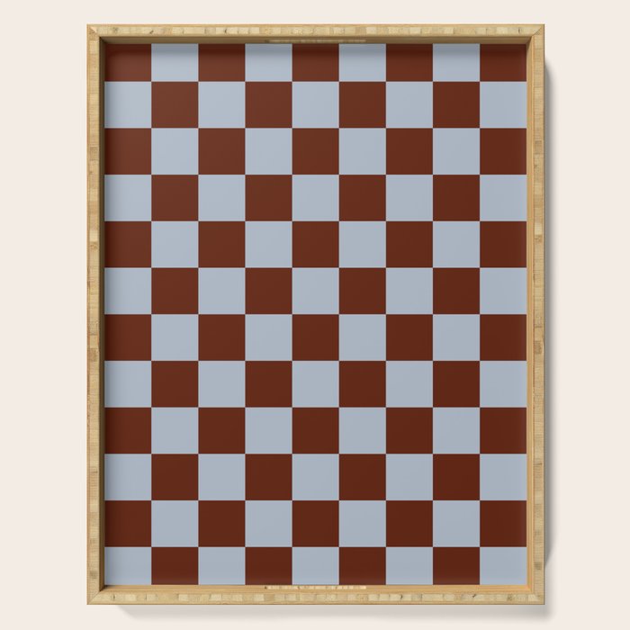 Checkerboard I - Blue Brown Serving Tray Gallery Image 1