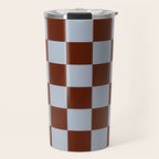 Checkerboard I - Blue Brown Travel Mug Gallery Image 1