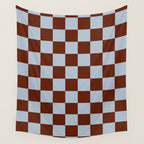 Checkerboard I - Blue Brown Wall Tapestry Gallery Image 4