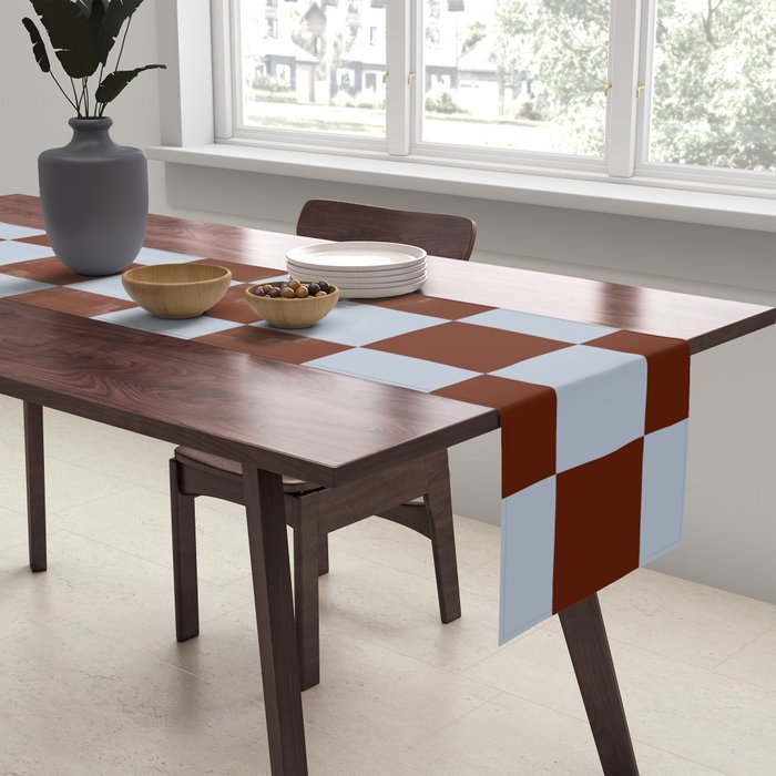 Checkerboard I - Blue Brown Table Runner Gallery Image 2