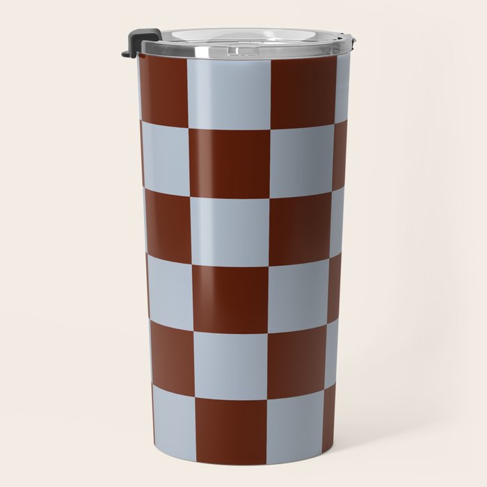Checkerboard I - Blue Brown Travel Mug Gallery Image 3