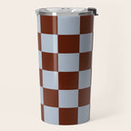 Checkerboard I - Blue Brown Travel Mug Gallery Image 2