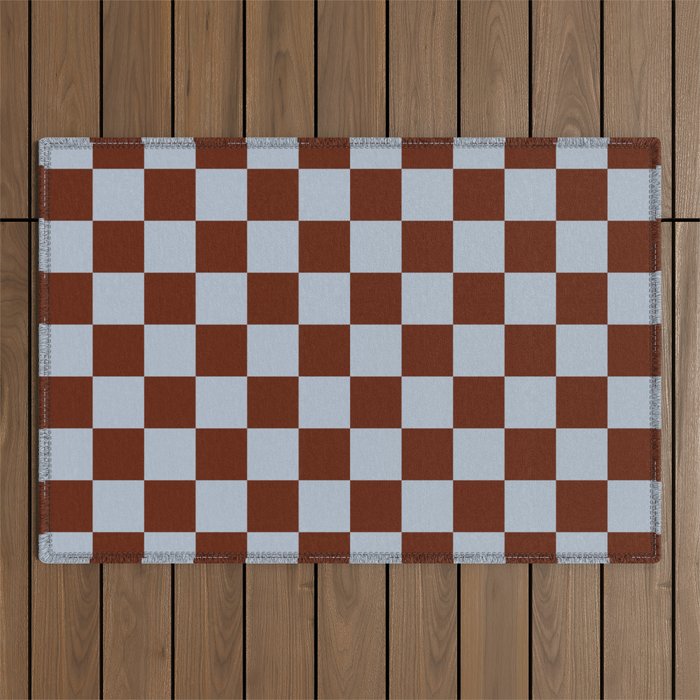 Checkerboard I - Blue Brown Outdoor Rug Gallery Image 1