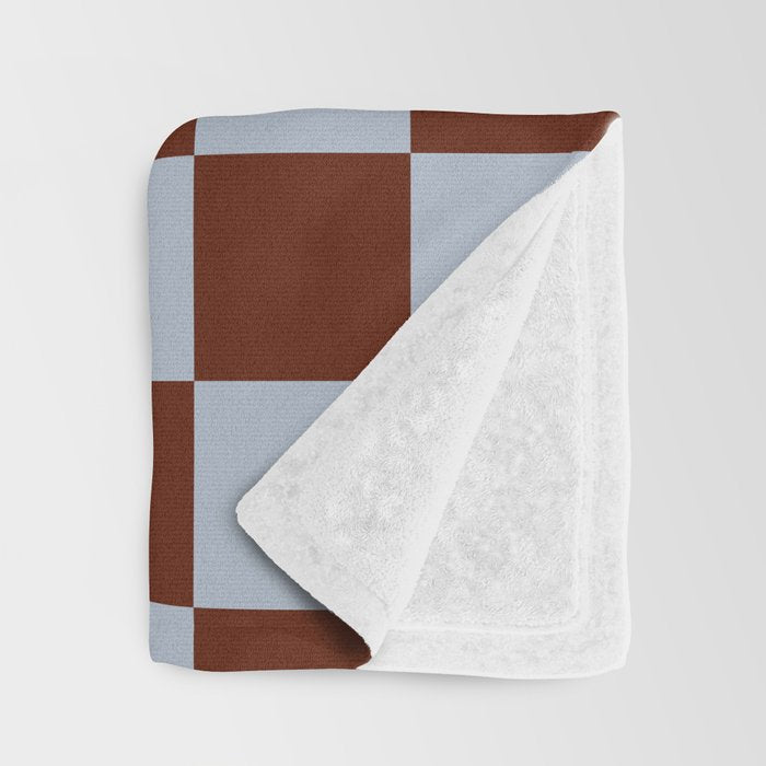 Checkerboard I - Blue Brown Throw Blanket Gallery Image 3