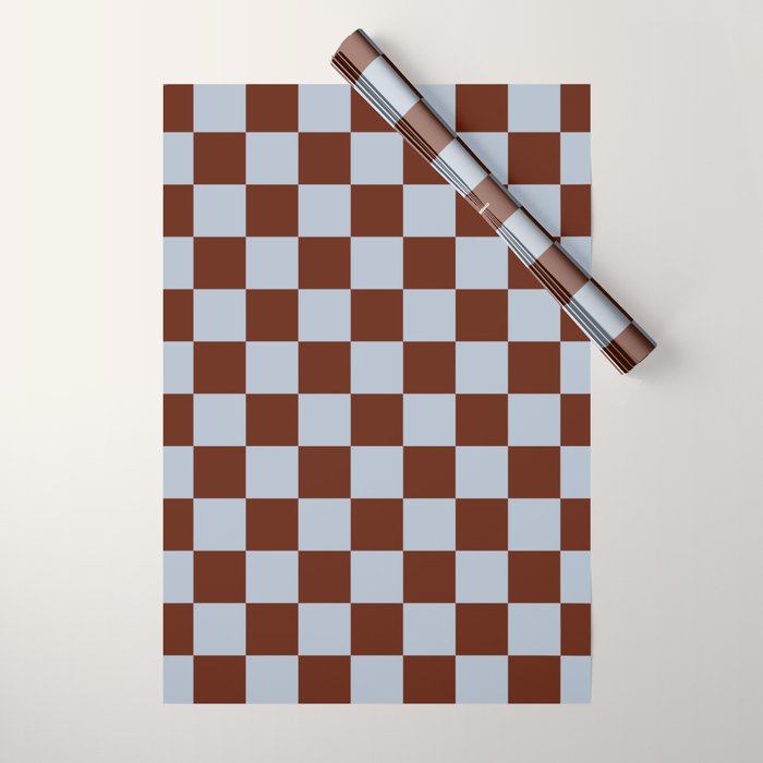 Checkerboard I - Blue Brown Wrapping Paper Gallery Image 1