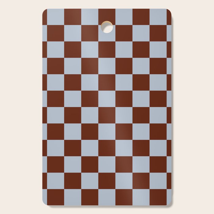 Checkerboard I - Blue Brown Cutting Board Gallery Image 1