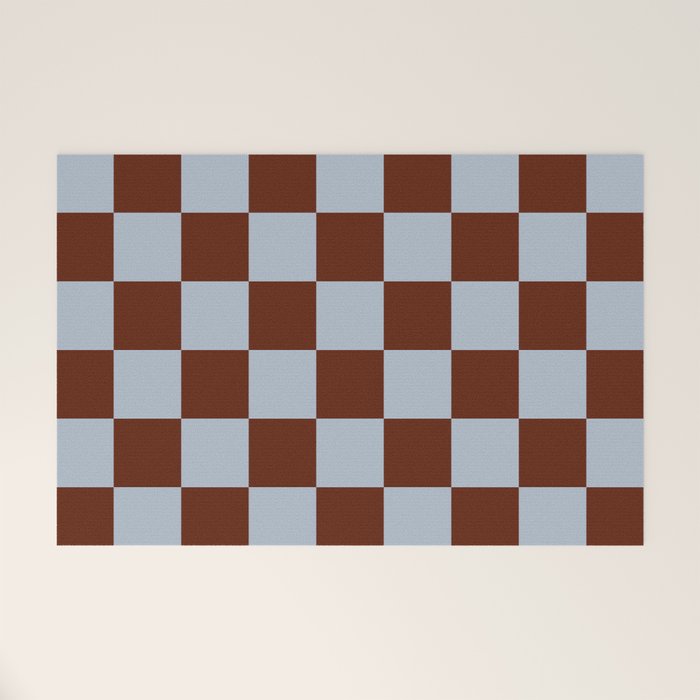 Checkerboard I - Blue Brown Welcome Mat Gallery Image 1