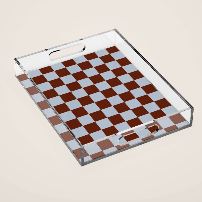 Checkerboard I - Blue Brown Acrylic Tray Gallery Image 1