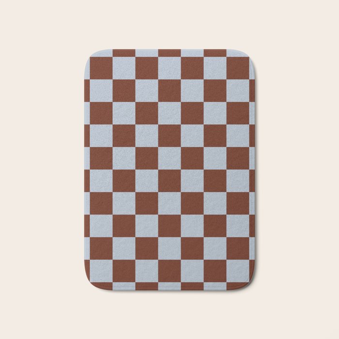 Checkerboard I - Blue Brown Bath Mat Gallery Image 1