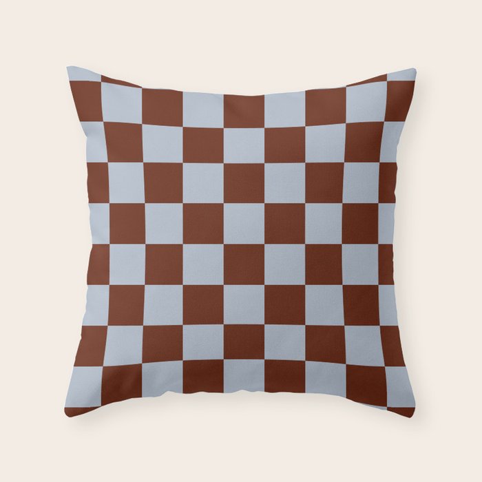 Checkerboard I - Blue Brown Throw Pillow Gallery Image 1