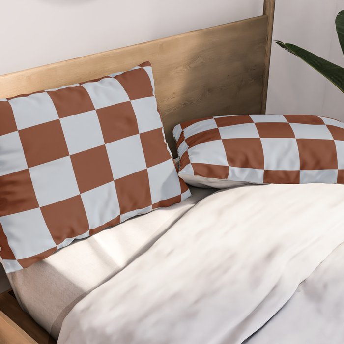 Checkerboard I - Blue Brown Pillow Sham Gallery Image 2