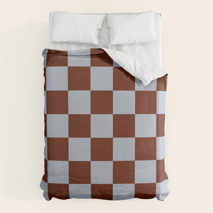 Checkerboard I - Blue Brown Duvet Cover Gallery Image 6