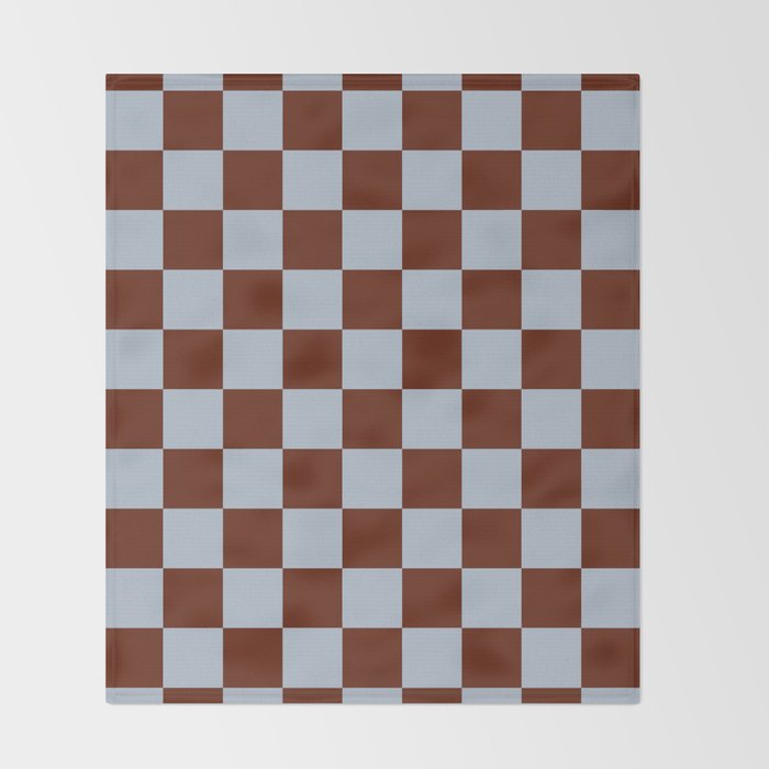 Checkerboard I - Blue Brown Throw Blanket Gallery Image 2