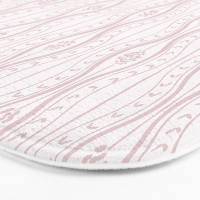 Wavy lines and tiny blooms - soft blush baby pink tones pattern Bath Mat Gallery Image 3