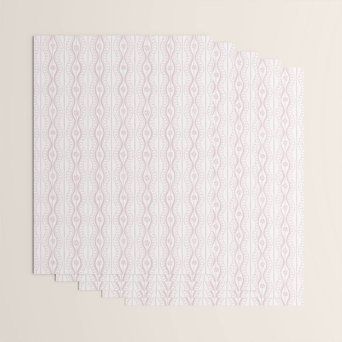 Wavy lines and tiny blooms - soft blush baby pink tones pattern Wrapping Paper Gallery Image 3