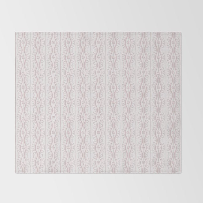 Wavy lines and tiny blooms - soft blush baby pink tones pattern Throw Blanket Gallery Image 2