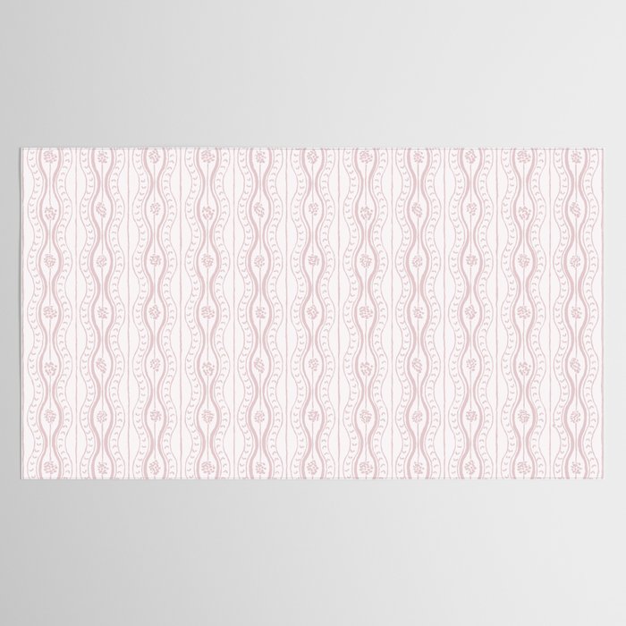 Wavy lines and tiny blooms - soft blush baby pink tones pattern Tablecloth Gallery Image 2