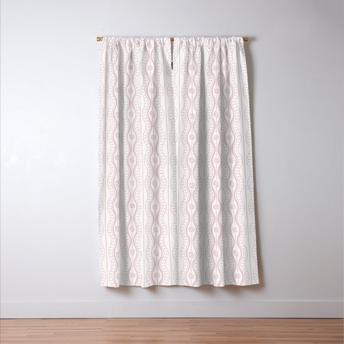 Wavy lines and tiny blooms - soft blush baby pink tones pattern Window Curtain Gallery Image 3