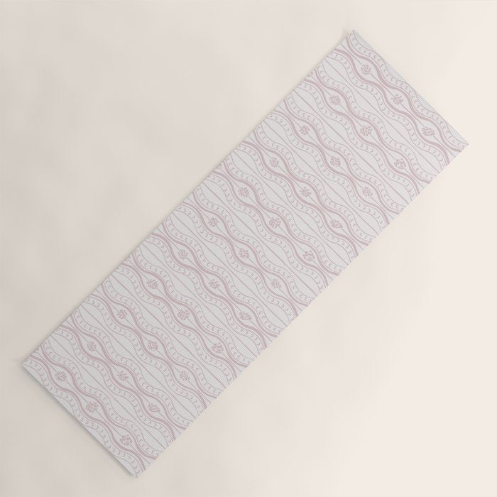 Wavy lines and tiny blooms - soft blush baby pink tones pattern Yoga Mat Gallery Image 1