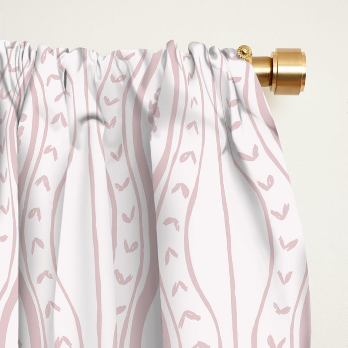 Wavy lines and tiny blooms - soft blush baby pink tones pattern Window Curtain Gallery Image 2