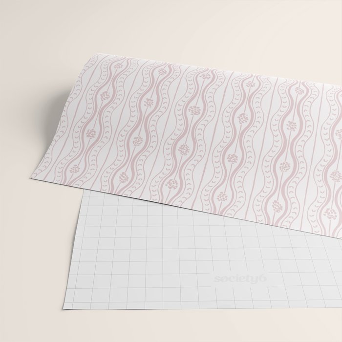 Wavy lines and tiny blooms - soft blush baby pink tones pattern Wrapping Paper Gallery Image 2