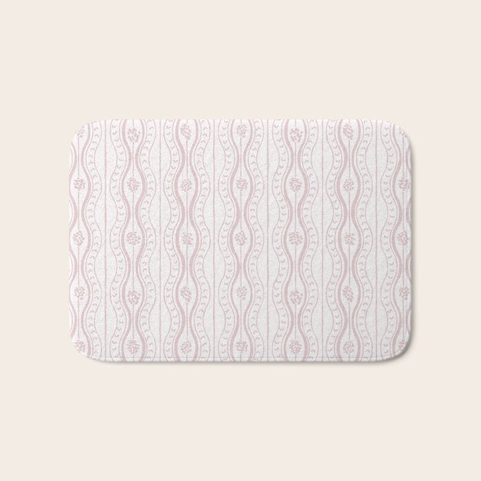 Wavy lines and tiny blooms - soft blush baby pink tones pattern Bath Mat Gallery Image 1