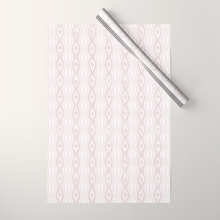 Wavy lines and tiny blooms - soft blush baby pink tones pattern Wrapping Paper Gallery Image 1