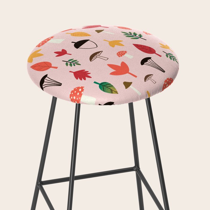 Foraged Mushrooms and Fall Acorns Stool Gallery Image 2