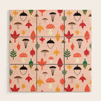 Foraged Mushrooms and Fall Acorns Wood Wall Art Gallery Image 1