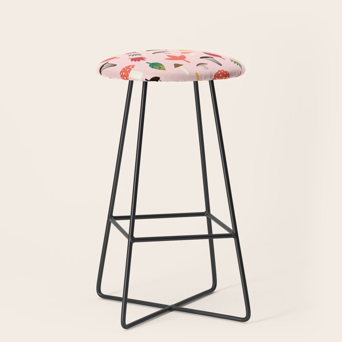 Foraged Mushrooms and Fall Acorns Stool Gallery Image 1