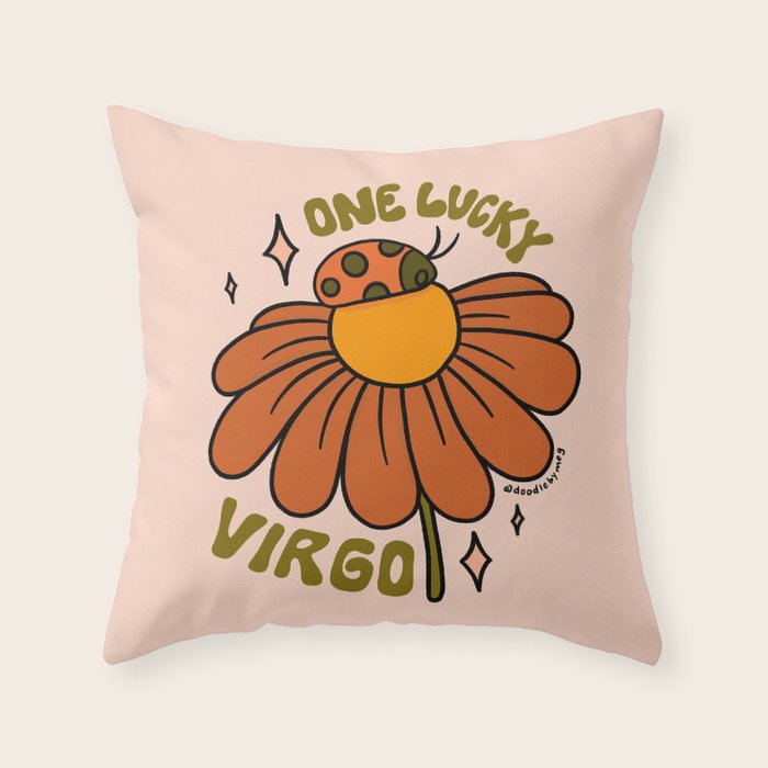 One Lucky Virgo Throw Pillow Gallery Image 6