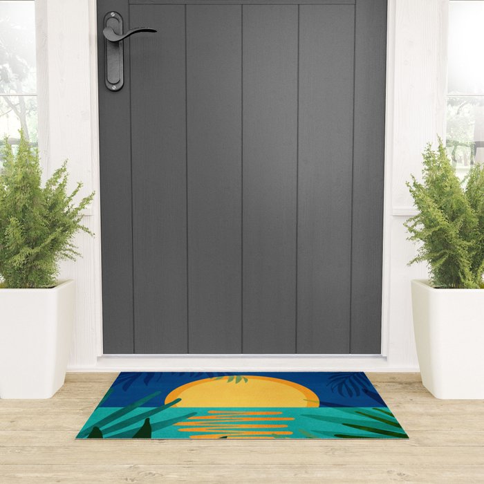 Moon Rise Tropical Landscape Welcome Mat Gallery Image 3