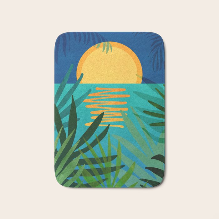 Moon Rise Tropical Landscape Bath Mat Gallery Image 1