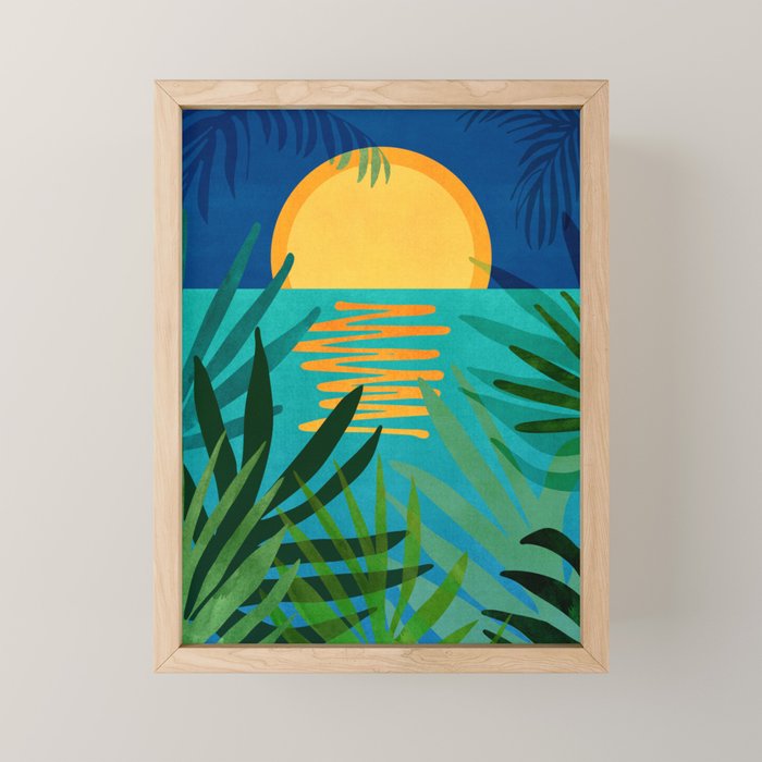 Moon Rise Tropical Landscape Mini Art Print Gallery Image 1