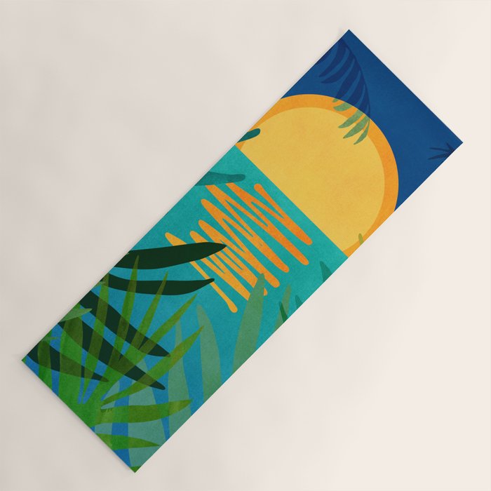 Moon Rise Tropical Landscape Yoga Mat Gallery Image 1
