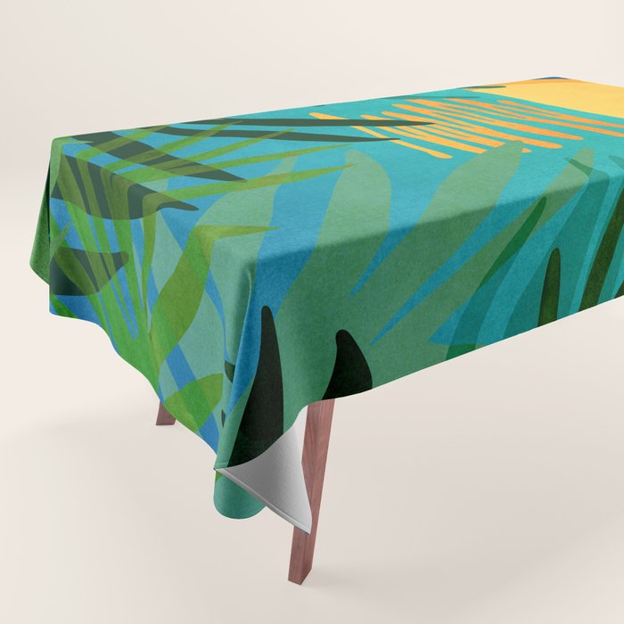 Moon Rise Tropical Landscape Tablecloth Gallery Image 1