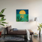 Moon Rise Tropical Landscape Wood Wall Art Gallery Image 2