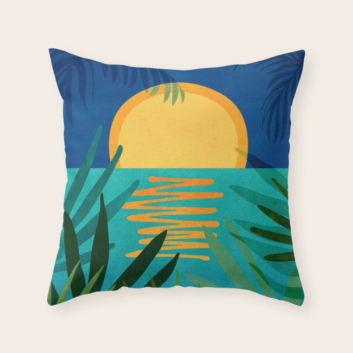 Moon Rise Tropical Landscape Throw Pillow Gallery Image 6