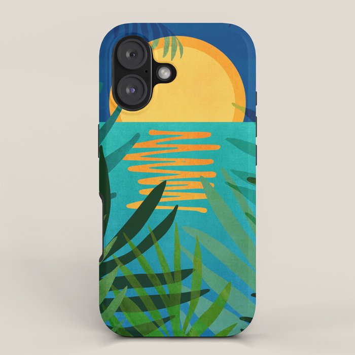 Moon Rise Tropical Landscape iPhone Case Gallery Image 1