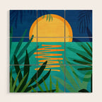 Moon Rise Tropical Landscape Wood Wall Art Gallery Image 1