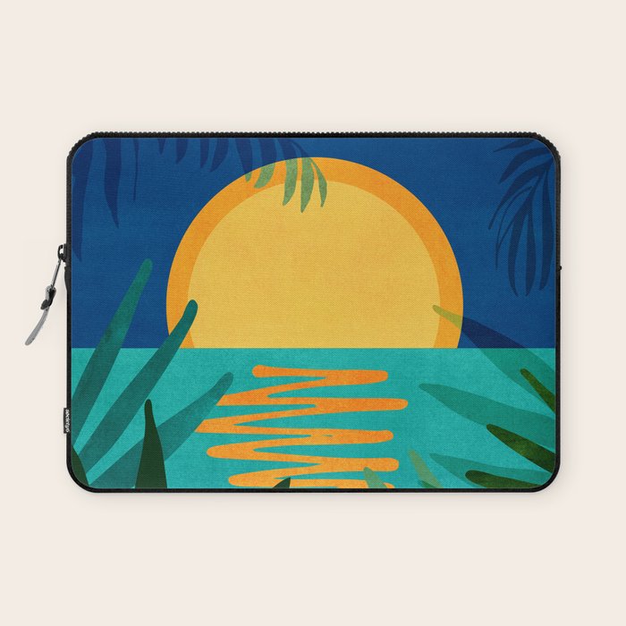 Moon Rise Tropical Landscape Laptop Sleeve Gallery Image 1
