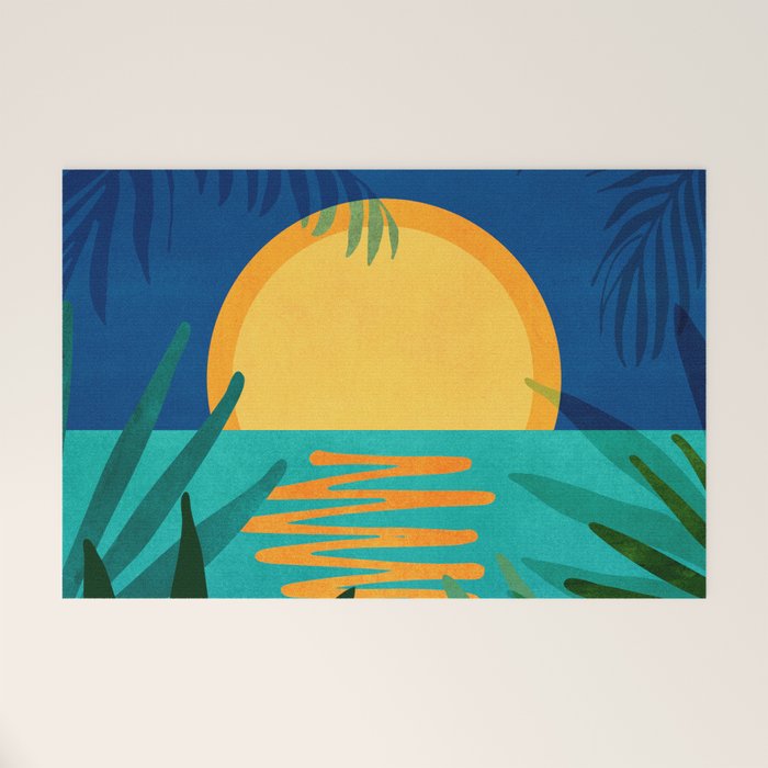 Moon Rise Tropical Landscape Welcome Mat Gallery Image 1