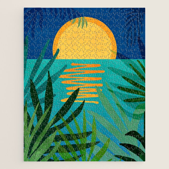 Moon Rise Tropical Landscape Jigsaw Puzzle Gallery Image 1