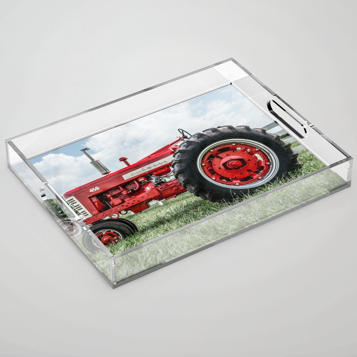 Vintage IH Farmall 450 Side View Red Tractor Acrylic Tray Gallery Image 1