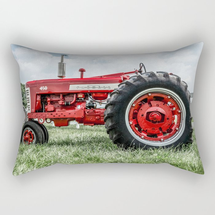 Vintage IH Farmall 450 Side View Red Tractor Rectangular Pillow Gallery Image 2